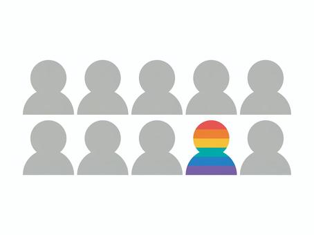 LGBTの割合イメージ※ lgbt,割合,イメージ,上半身,人物,10人,1人,10%,1割,パーセントのイラスト素材