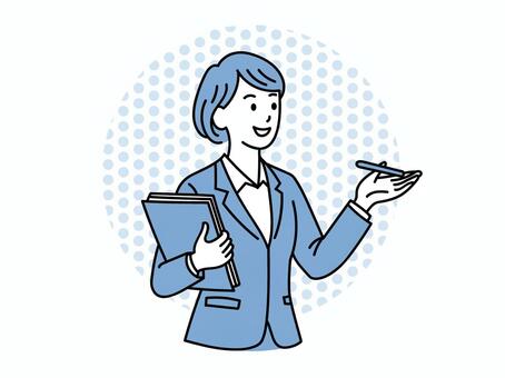 資料を持って説明するビジネスパーソン 資料,説明,プレゼンテーション,ビジネス,会議,商談,報告,提案,ミーティング,セミナーのイラスト素材