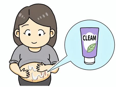 妊娠線にクリームを塗る妊婦 妊娠,妊娠線,医療,女性,クリーム,出産のイラスト素材