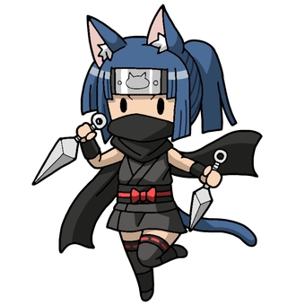 獣人忍者 獣人,忍者,人物,猫,クナイのイラスト素材