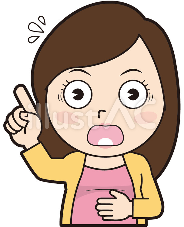 指差し妊婦（驚く） 指差し,チェック,ポイントのイラスト素材
