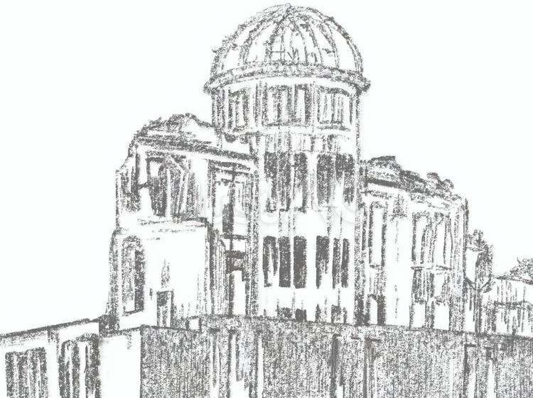 原爆ドーム 原爆ドーム,原爆,広島のイラスト素材