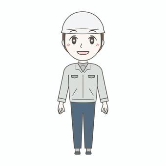 人物全身|メット女性|ノーマル 人物全身|メット女性|ノーマル 女性,作業服,整備士,製造業,清掃員,業者,工場,従業員,ヘルメット,人物のイラスト素材