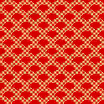 扇の舞 扇形,幾何学,模様,パターン,赤,ベージュ,対称性,規則性,連続,反復のイラスト素材