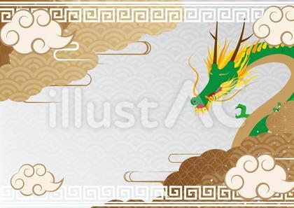 龍と金色の中華風の背景素材