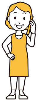  エプロンおばちゃん(黄)-099-全身