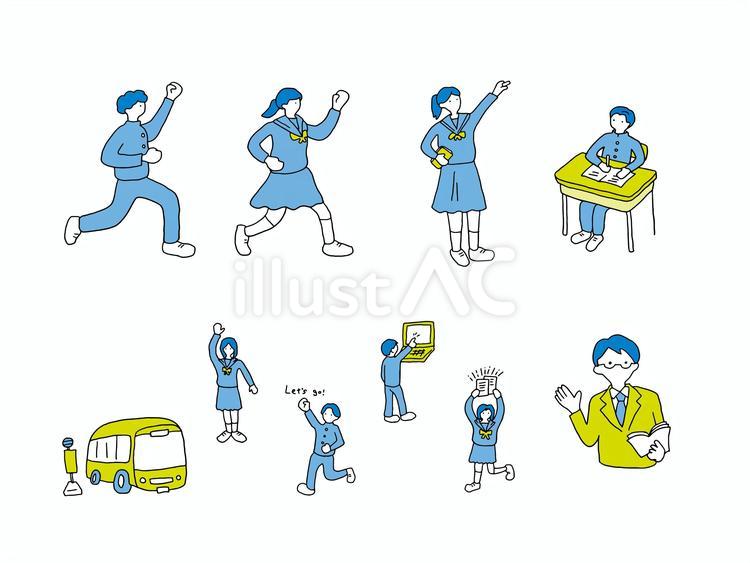 走る学生　学校生活 高校生,中学生,学生のイラスト素材
