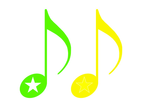 Eighth note with star green and yellow set, JPG and PNG Eighth note with star green and yellow set, zielony, żółty, gwiazda, JPG and PNG