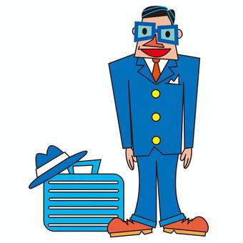 サラリーマン サラリーマン,男性,バッグ,帽子,メガネ,ネクタイのイラスト素材