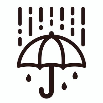 雨と傘のシンプルアイコン１ 傘,雨,梅雨,初夏,夏,アイコン,シンプル,ライン,線画,線のイラスト素材