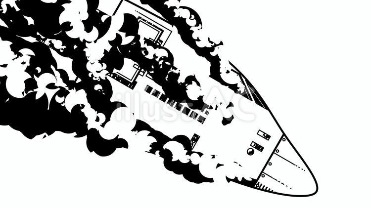墜落する旅客機 飛行機,墜落,煙のイラスト素材
