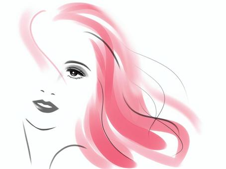 Illustration, female, long hair, a smile, 