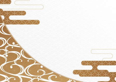 金色のおしゃれな唐草模様の和風素材 和風,和柄,唐草,曲線,雲,金色,背景のイラスト素材
