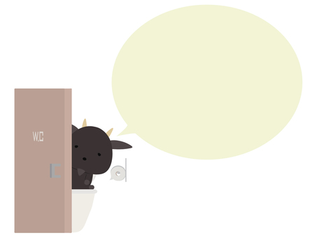 トイレ_やぎ トイレ,ヤギ,黒ヤギ,動物,かわいい,使用中,吹き出しのイラスト素材