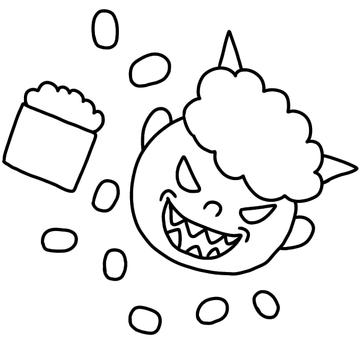 節分塗り絵 節分,2月,鬼,行事,イベント,冬,かわいい,大豆,食べ物,手書きのイラスト素材