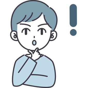 【そのまま使える】二色の男性3 男性,お父さん,お兄さん,顔,短髪,バストアップ,正面,！,アイディア,考えのイラスト素材