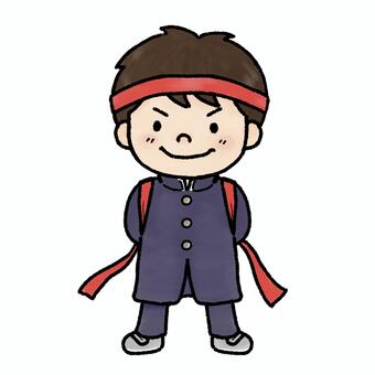 応援団の男の子(赤組) 子供,男の子,少年,学生,応援団,応援団長,応援,学ラン,学生服,制服のイラスト素材