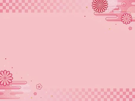 石畳帯の和風背景(ピンク)1