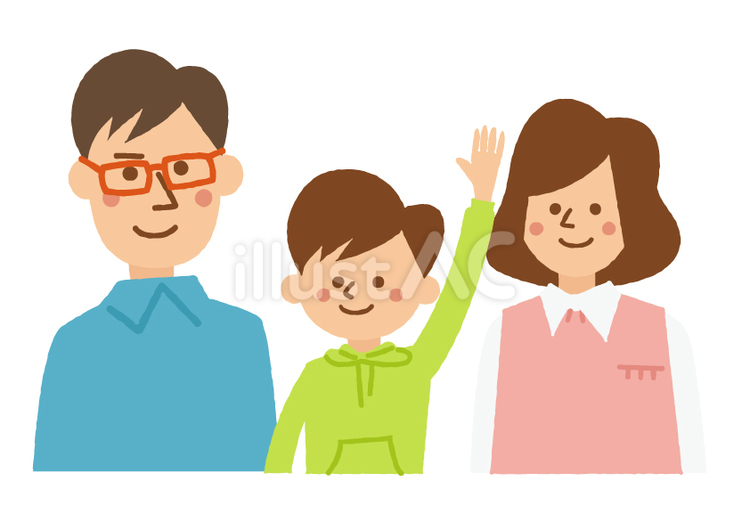 3人家族 家族,親子,父親のイラスト素材