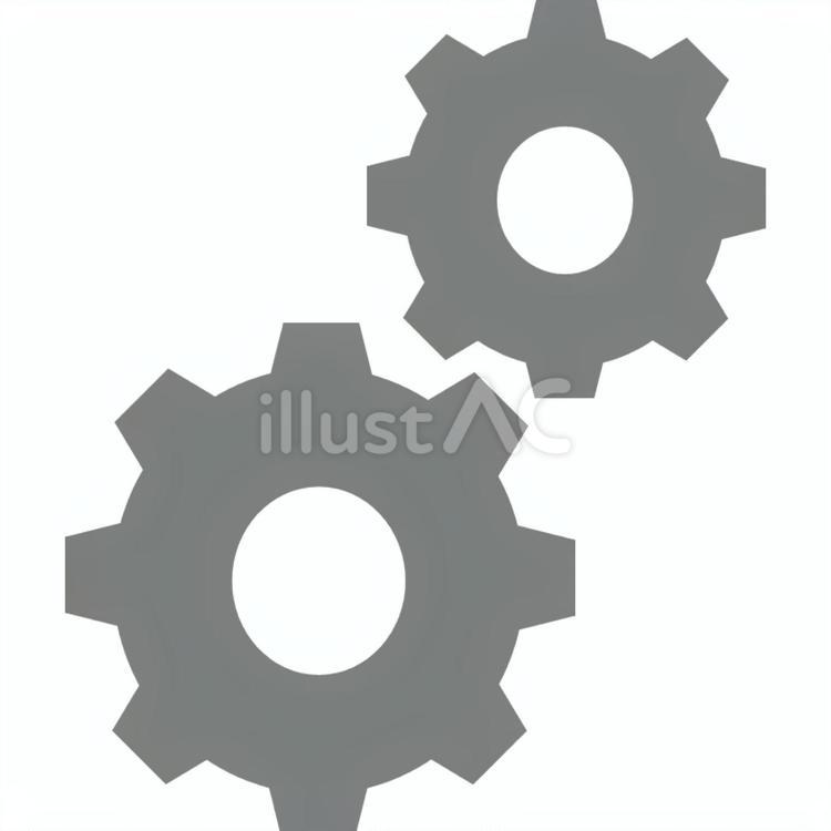 歯車2つ　灰色(右上のものは小さめ) 歯車,灰色,噛み合うのイラスト素材