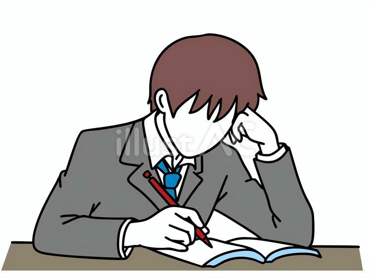勉強をする男子学生（カラー） 人,学生,男子のイラスト素材