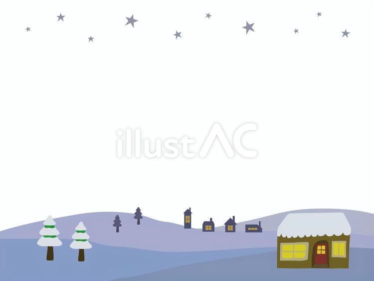 雪山に建つ家ともみの木　白背景 冬,風景,背景のイラスト素材
