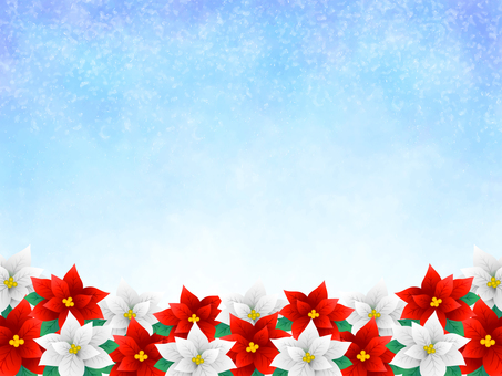 冬、ポインセチアのフレーム、背景29 ポインセチア,クリスマス,花,冬,フレーム,背景,水彩,手描き,キラキラ,壁紙のイラスト素材