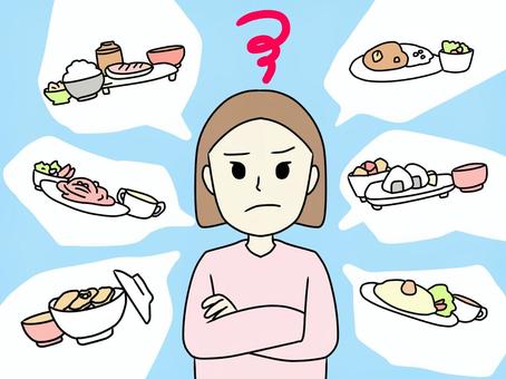 献立を考える女性 献立を考える女性 献立,女性,女子,ご飯,食事,食べ物,料理,大変のイラスト素材