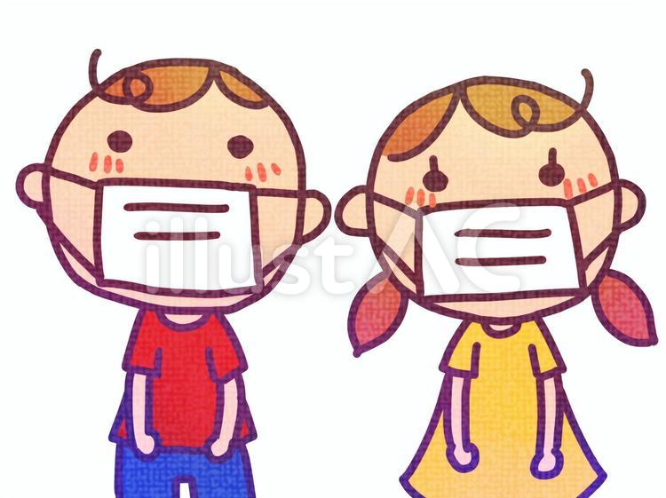 マスクをしている子供 人物,マスク,子供のイラスト素材