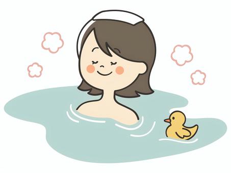 お風呂に浸かる若い女性 温泉,銭湯,お風呂,風呂,入浴,露天風呂,湯船,浸かる,リラックス,女性のイラスト素材