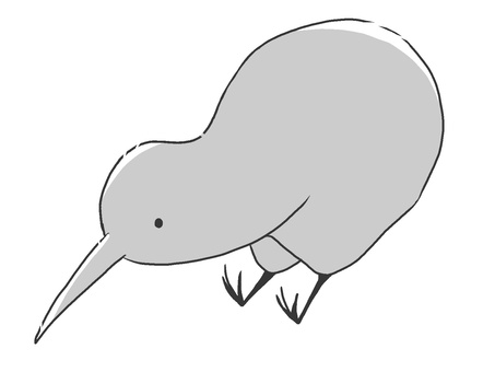 キウイバード キウイ,鳥,手描き,シンプル,ニュージーランド,かわいい,飛べない鳥,モノクロのイラスト素材