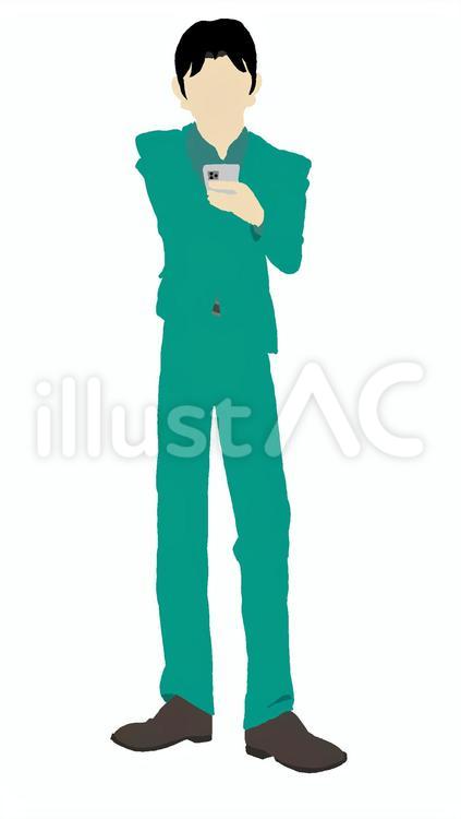 スマホを使う男性 人物,人間,単体のイラスト素材