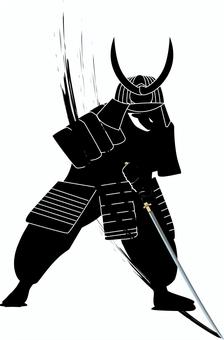 甲冑侍 侍,成敗,甲冑,戦,刀,切る,攻撃,動き,日本,男のイラスト素材