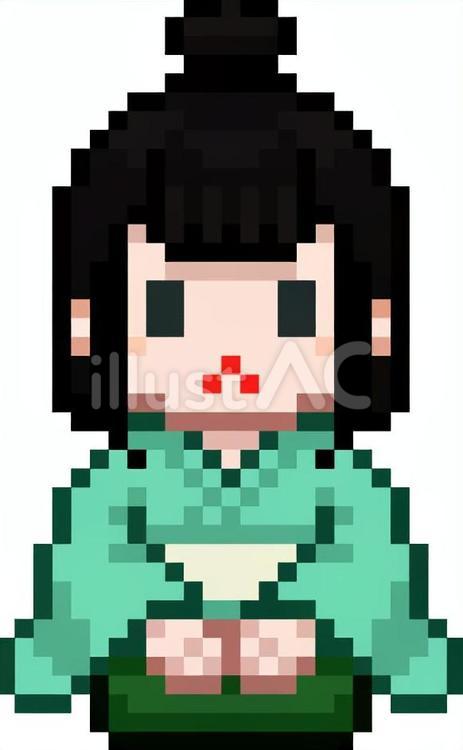 ドット絵の和服の女の子です。 ドット絵,正座,シンプルのイラスト素材