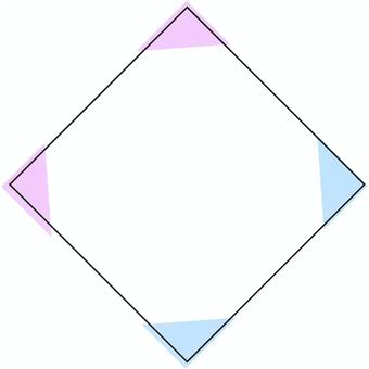 三角のアクセントのダイヤ型枠・水色紫 フレーム,枠,囲み,装飾,あしらい,図形,四角,ダイヤ,菱形,三角形のイラスト素材