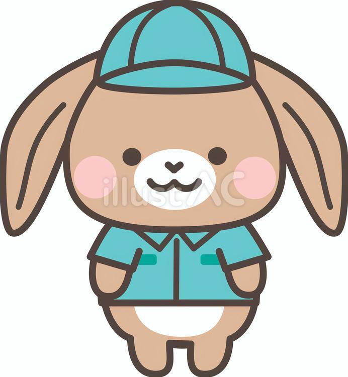 たれみみうさぎ／作業員　立ちポーズ うさぎ,たれみみ,ロップイヤーのイラスト素材