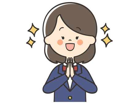 感謝する女子学生 感謝,ありがとう,お礼,感動,感激,褒める,嬉しい,喜び,笑顔,楽しみのイラスト素材