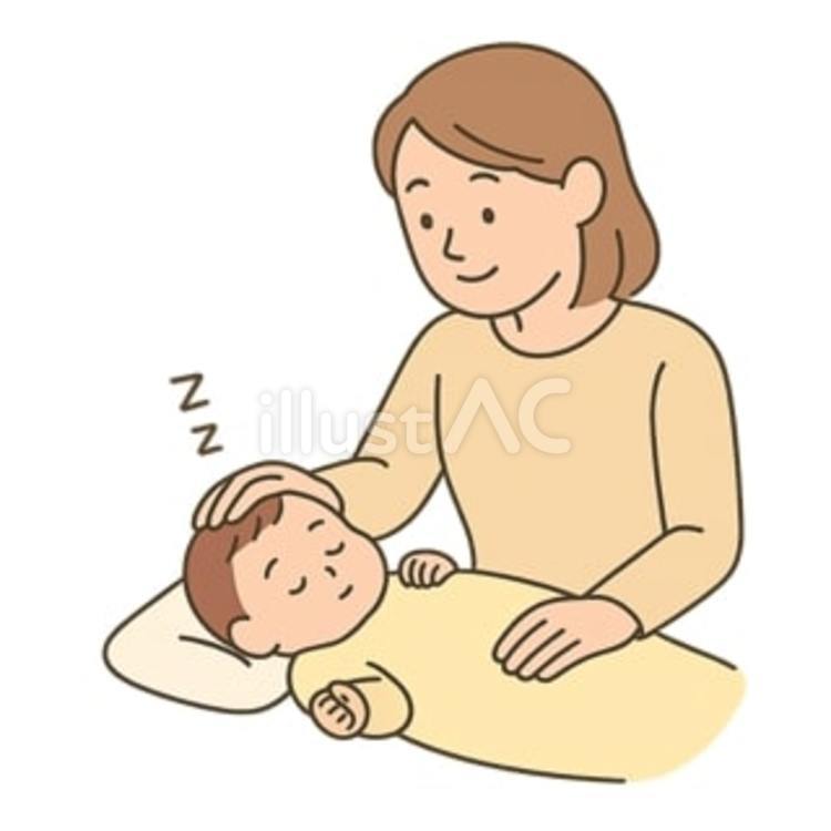 赤ちゃんを寝かしつける母 母親,赤ちゃん,寝かしつけのイラスト素材