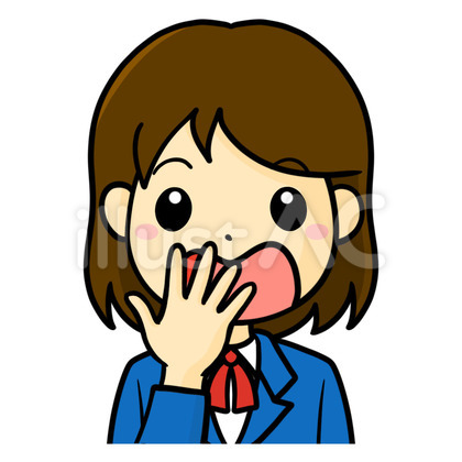 女子学生 びっくり 手あり