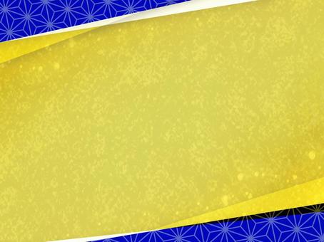 金色和紙の和風背景（青・麻の葉） 和柄,和風,背景,金色,金,青,紺,麻の葉,和,紙のイラスト素材