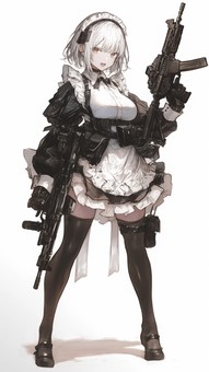 二丁銃を構えた戦闘メイド
