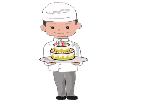 ケーキ屋さん 洋菓子,ケーキ,白衣,スウィーツ,職人のイラスト素材