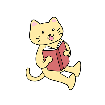 読書するねこ キャラ,ポップ,かわいい,本,読書,猫,ねこ,図書館,本屋,図書のイラスト素材