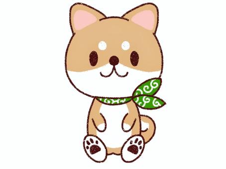 座る柴犬 犬,柴犬,豆柴,赤柴,動物,ペット,かわいい,手描き風,キャラクター,カット素材のイラスト素材