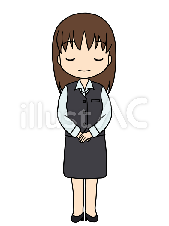 手を前に組む女性（お辞儀） 女性,ビジネス,事務員のイラスト素材