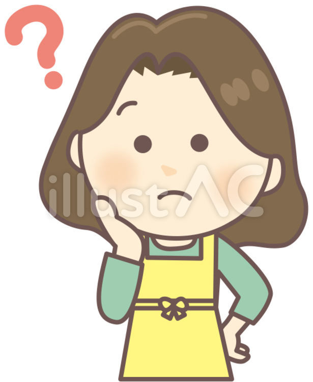 主婦（悩む・疑問） 悩む,はてな,主婦のイラスト素材