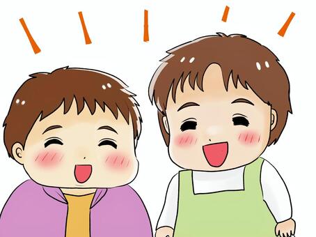 嬉しそうに笑う2人 人物,笑う,男性,女性,笑顔,嬉しい,楽しいのイラスト素材