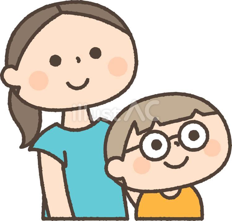 笑顔で見上げる親子 子供,人物,親子のイラスト素材