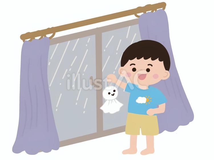 雨の日 雨,雨天,てるてる坊主のイラスト素材