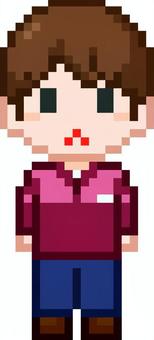 ドット絵の赤服の男性従業員です。 ドット絵,制服,シンプル,ジャケット,従業員,オフィス,勤務,現場,ワークスタイル,ビジネスウェアのイラスト素材